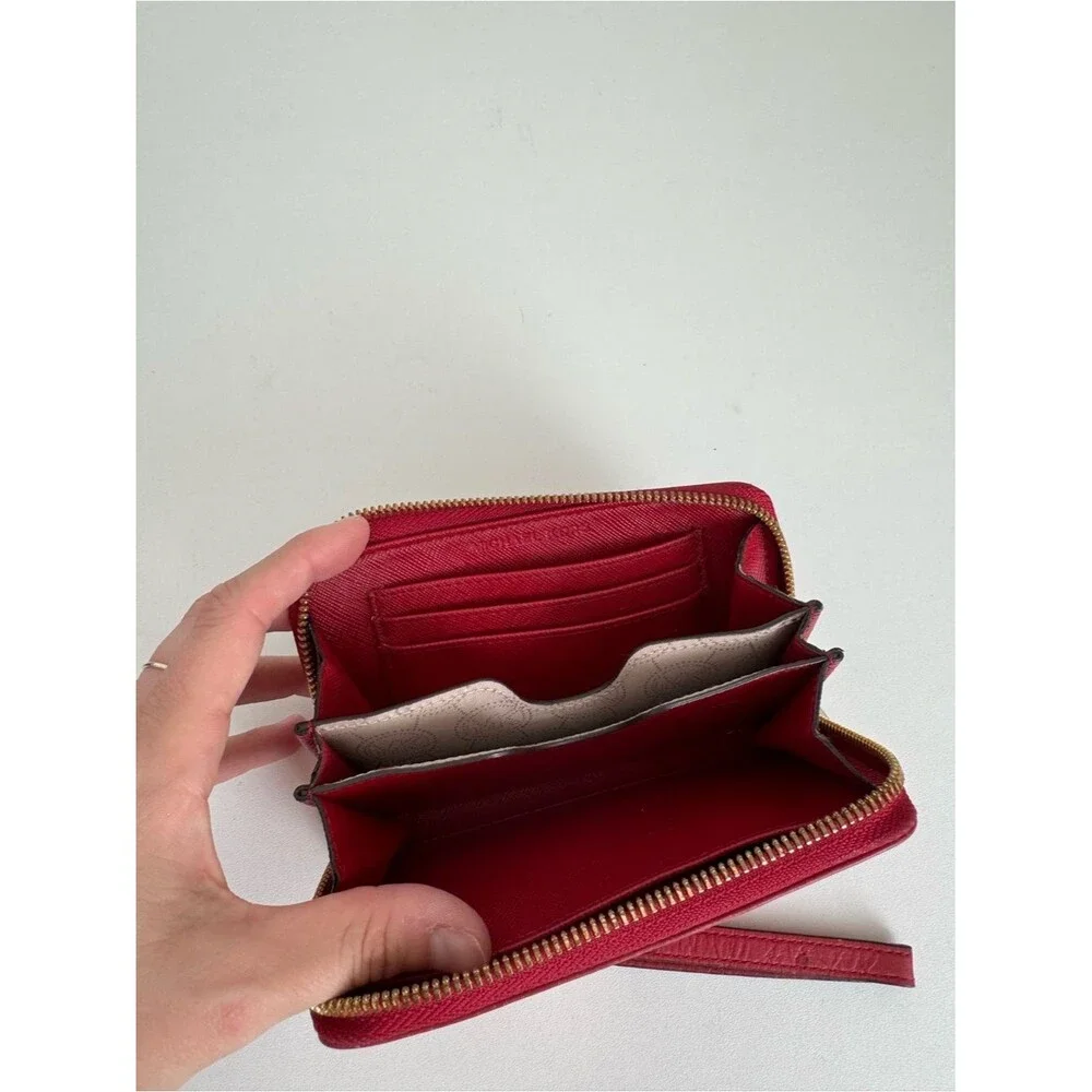 Michael Kors Red Ostrich Embossed Zip Leather Wristlet